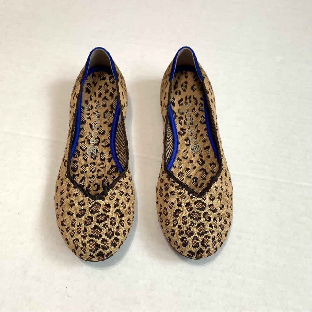 Rothy’s Round Toe Tan Leopard Flats Women’s Size 10
